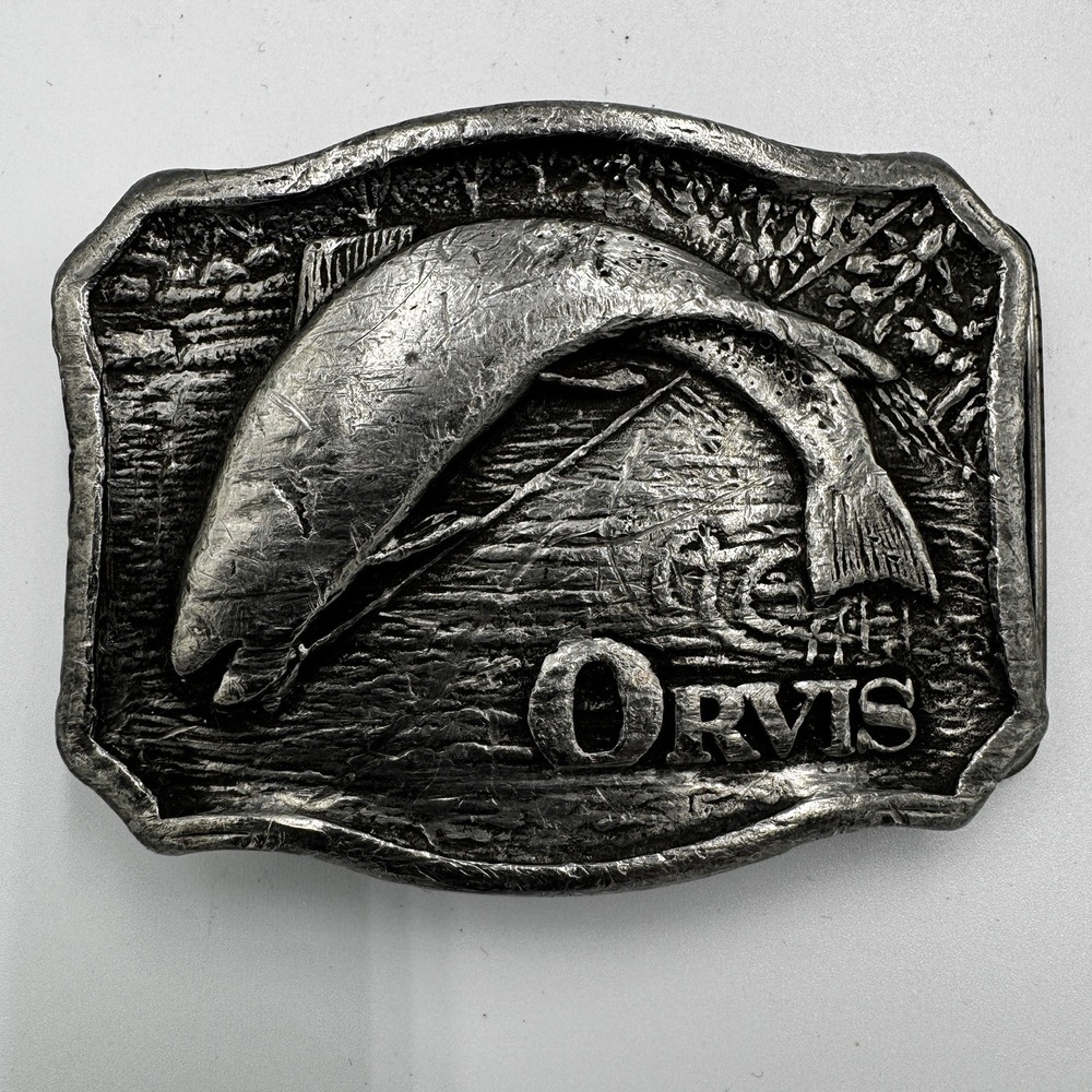 Vintage 1975 Orvis James Lind Wyoming Studio Art Works Trout Fish Belt Buckle